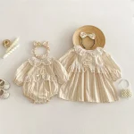 [66-140cm]ロンパース or ワンピース レース襟 リボン おしゃれ - Image 3