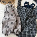 [80-130cm] 星柄 カジュアル ボア パンツ - Image 3