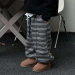 [90-160m]シンプル ボーダー柄 定番 ボトムス パンツ - Image 5