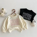 [80-130cm] 英字 プリントプルオーバー トレーナー - Image 8