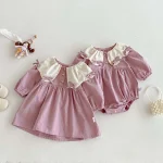 [66-100cm]ロンパース OR ワンピース リボン おしゃれ 姉妹お揃い - Image 4