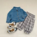 [73-110cm]デニムシャツ シンプル 定番 カジュアル トップス - Image 2