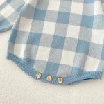 [66-90cm] チェック柄 ニット ロンパース - Image 17