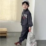 [80-130cm] 英字 ハーフジッパー セットアップ - Image 11