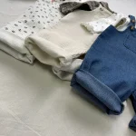 [73-100cm] 花柄 デニム サロペット - Image 3