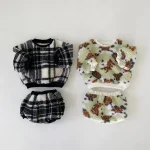 [66-90cm] チェックOR花柄 セットアップ - Image 4