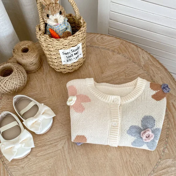 [66-100cm] フラワー カーディガン