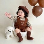 [66-90cm]セットアップ ロンパース&Tシャツ クマ ブラウン 可愛い ベビー服 - Image 2