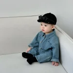 [66-90cm]ポケット付きデニム オールインワン - Image 9