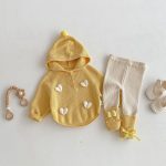 [73-110cm]セットアップ ハート付き キイロ フード付き 可愛い - Image 4