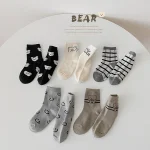 [GOODS]レトロスマイル 熊柄 ソックス 5足セット - Image 6