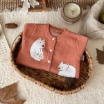 [66-100cm]熊柄ニットオールインワン - Image 6