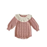 [66-90cm]丸襟 ケーブル ニット ロンパース - Image 2