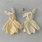 [66-90cm] ウサギ耳 フード付き ボア ロンパース - Image 5