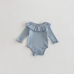 [66-90cm]ロンパース フリル襟 肌触り良い ベビー服