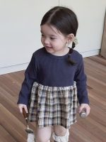 [66-100cm]ニット チェックのパッチワーク ワンピース - Image 6