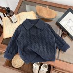 [73-110cm] ケーブル編み ニット ポロシャツ - Image 8