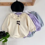 [66-90cm] リボン フリル襟 ロンパース - Image 11