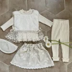 [66-100cm]リボン リブ レギンス