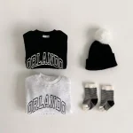 [66-100cm] 韓国風 英字柄 ロンパース - Image 2