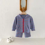 [80-130cm]セットアップ ボーダー フード付き カジュアル 子供服 - Image 11