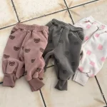 [73-120cm] 熊柄ボア パンツ - Image 5