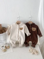 [66-90cm]熊柄 オールインワン - Image 3