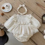 [66-90cm] フリルレース襟 ロンパース - Image 11