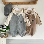 [66-90cm] 英字プリントフーディ オールインワン - Image 6