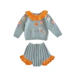 [66-100cm]フリル襟 刺繡 セットアップ - Image 3