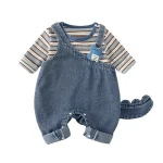 [73-100cm]セットアップ サロペット 恐竜柄 カジュアル シャツ 二点セット - Image 5