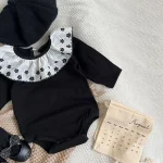 [66-90cm] フラワー襟 ロンパース - Image 4