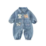 [66-90cm]オールインワン 犬柄 カジュアル トレンド ベビー服