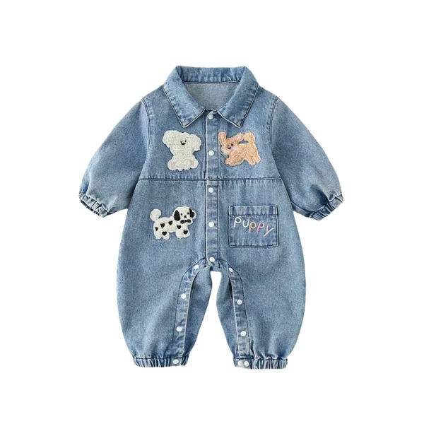 [66-90cm]オールインワン 犬柄 カジュアル トレンド ベビー服