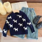 [90-140cm] 犬柄 快適 ニット セーター - Image 10