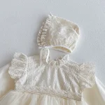 [66-90cm] 肩フリル レース ロンパース - Image 6