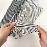 [73-100cm] ボーダー サロペット タイツ - Image 4