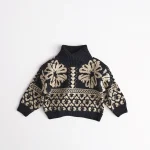 [80-130cm] フラワー ハイネック セーター - Image 4