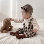 [73-100cm]オールインワン チェック柄 可愛い ベビー服 - Image 3