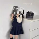 [90-140cm] フォーマル ネクタイ付き シャツ&ベスト&スカート 3点セット - Image 4