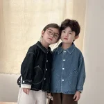 [80-150cm] ポケット付き デニム アウター - Image 8