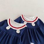 [66-100cm]姉妹お揃いコーデ ウサギ柄 セーラー風 ロンパース/ワンピース - Image 5