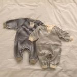 [66-90cm]ロンパース ボーダー柄 クルーネック 着心地良い ベビー服 - Image 10