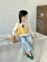 [90-140cm] イエローキャミORデニム パンツ ORベージュ トップス - Image 6