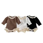 [66-90cm] レース襟リブ ロンパース - Image 11