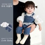 [66-100cm]サロペット&ブラウス デニム ドット 可愛い 人気 - Image 6