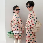 [90-150cm]ハート姉妹兄弟コーデ セットアップ