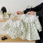 [66-140cm]ワンピース OR ロンパースレース襟リボン柄 可愛い - Image 4