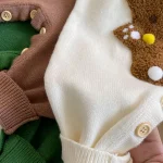 [66-90cm] フーディ熊柄 オールインワン - Image 5