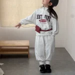 [80-130cm] 英字 ハーフジッパー セットアップ - Image 9